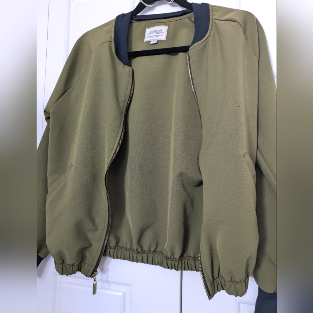 Rewind Olive Bomber Jacket - Picture 4 of 6